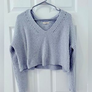 Pacsun fuzzy blue-gray cropped knit sweater